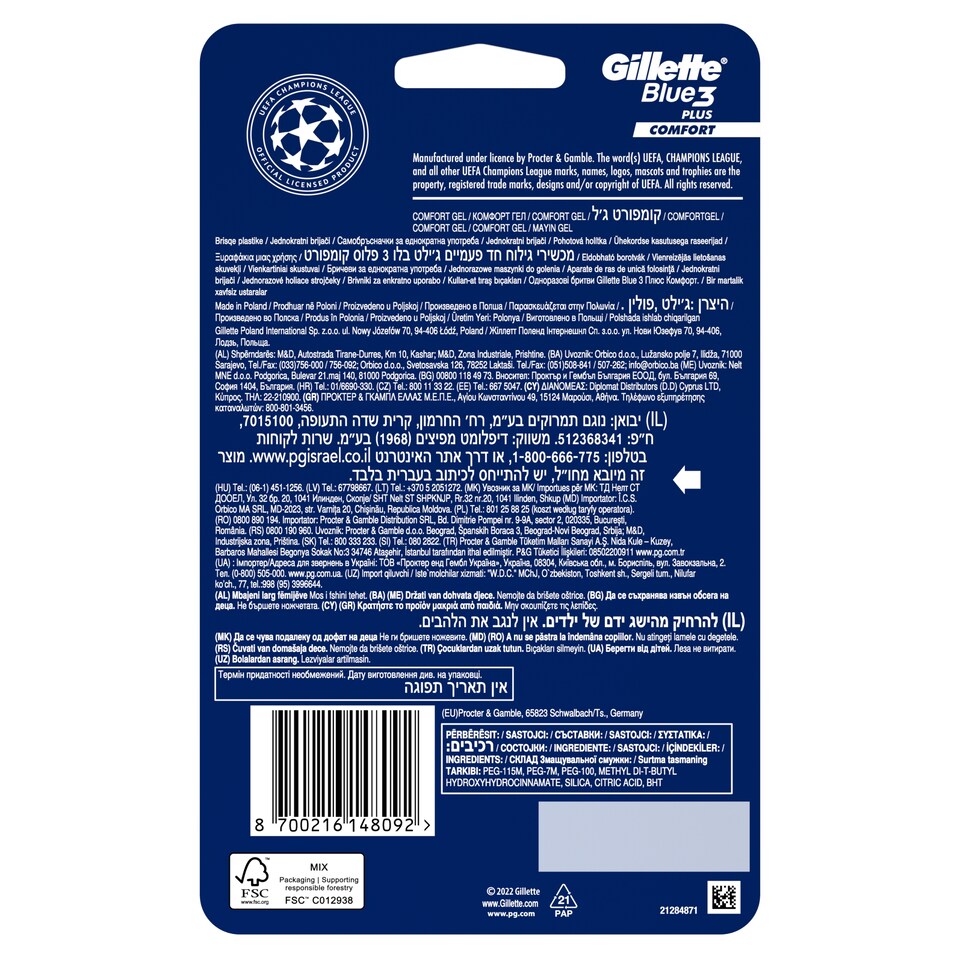 obrázok 1 z Gillette Blue3 Plus Comfort, Jednorazové Holiace Strojčeky Pre Mužov, Balenie Holiacich Strojčekov