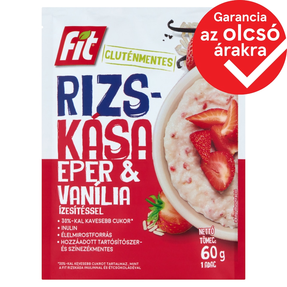 Fit Gluten-Free Rice Porridge with Strawberry & Vanilla Flavour 60 g