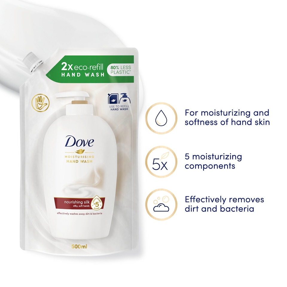 image 1 of Dove Caring Hand Wash Fine Silk Refill Pack 500Ml