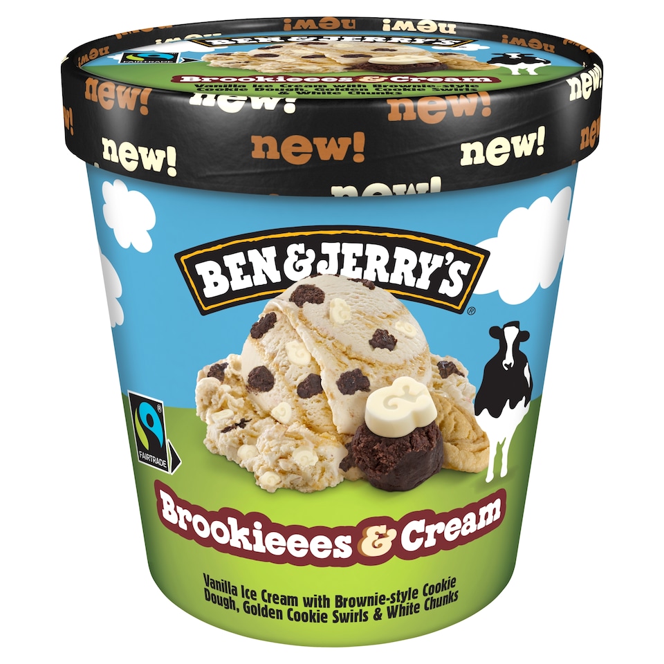 Ben & Jerry's Brookies & Cream Vanilla Ice Cream with Cocoa Cookie Pieces 465 ml