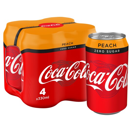 Coke Zero Peach 4X330ml Tesco Groceries