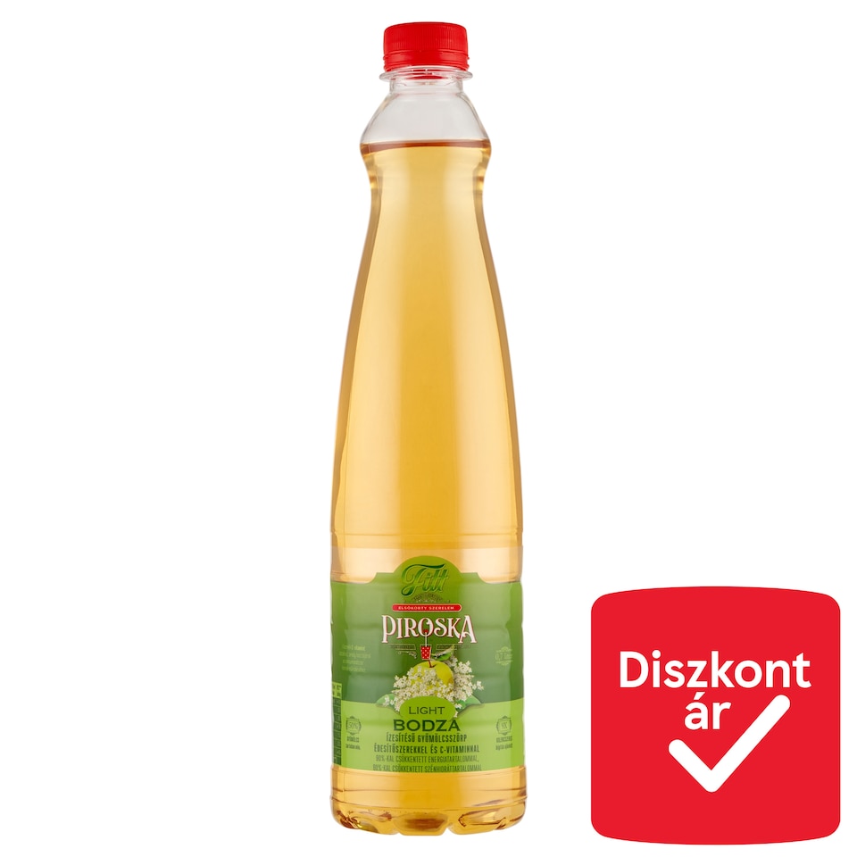 Piroska Fitt Light bodza ízesítésű gyümölcsszörp édesítőszerekkel és C-vitaminnal 0,7 l