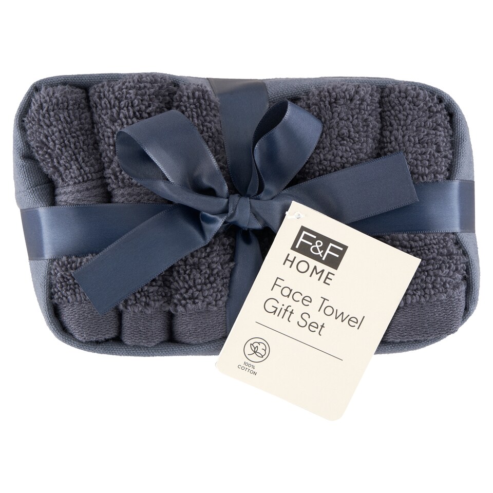F&F Home Blue Charcoal Face Cloth Gift Set 30 cm x 30 cm