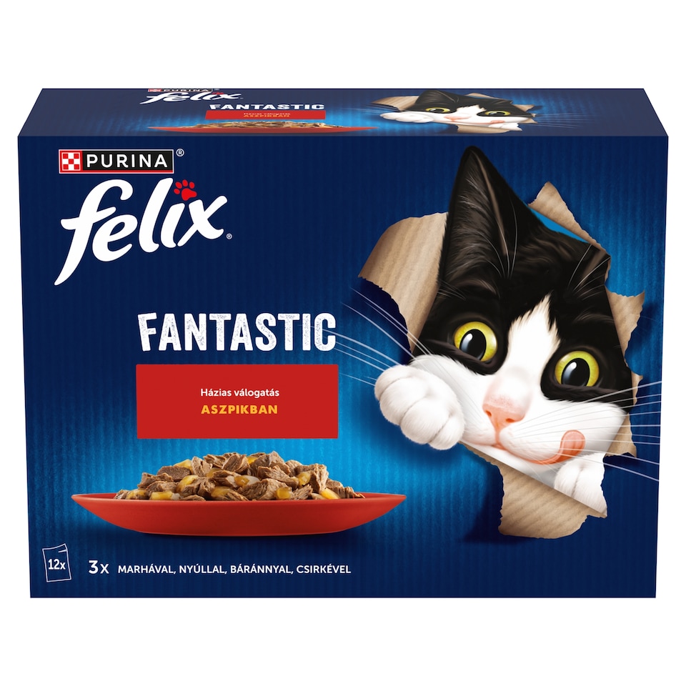 Purina Felix Fantastic házias válogatás aszpikban nedves macskaeledel 12 x 85 g (1,02 kg)