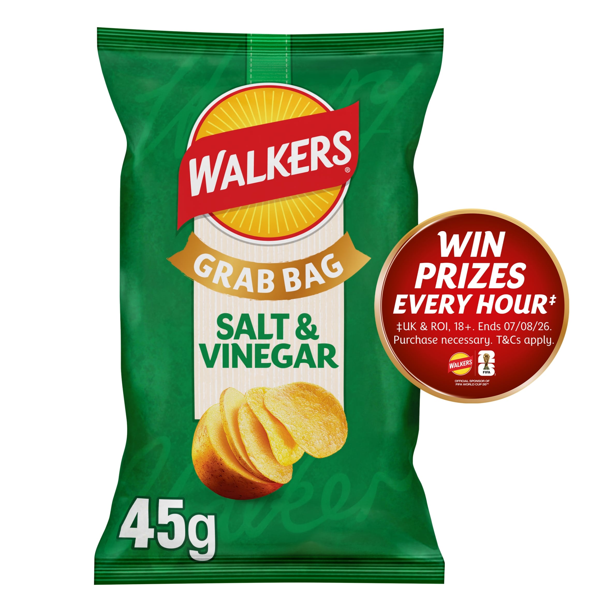 Walkers Salt & Vinegar Grab Bag Crisps 45g
