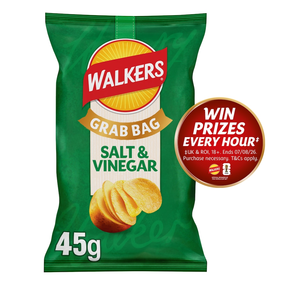 image 1 of Walkers Salt & Vinegar Grab Bag Crisps 45g