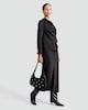 image 2 of F&F Satin Cowl Neck Long Sleeved Blouse in Black