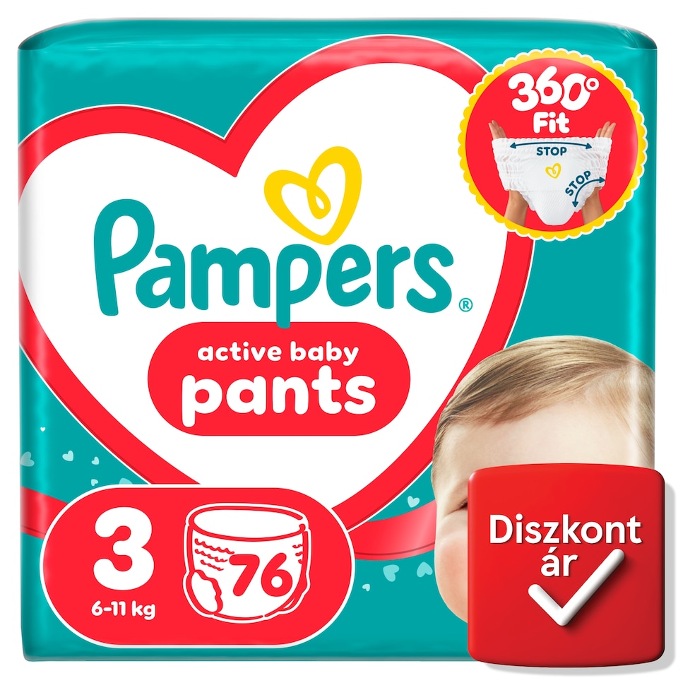 Pampers Active Baby Bugyipelenka, Méret: 3, 76 db Pelenka, 6kg-11kg  1. kép