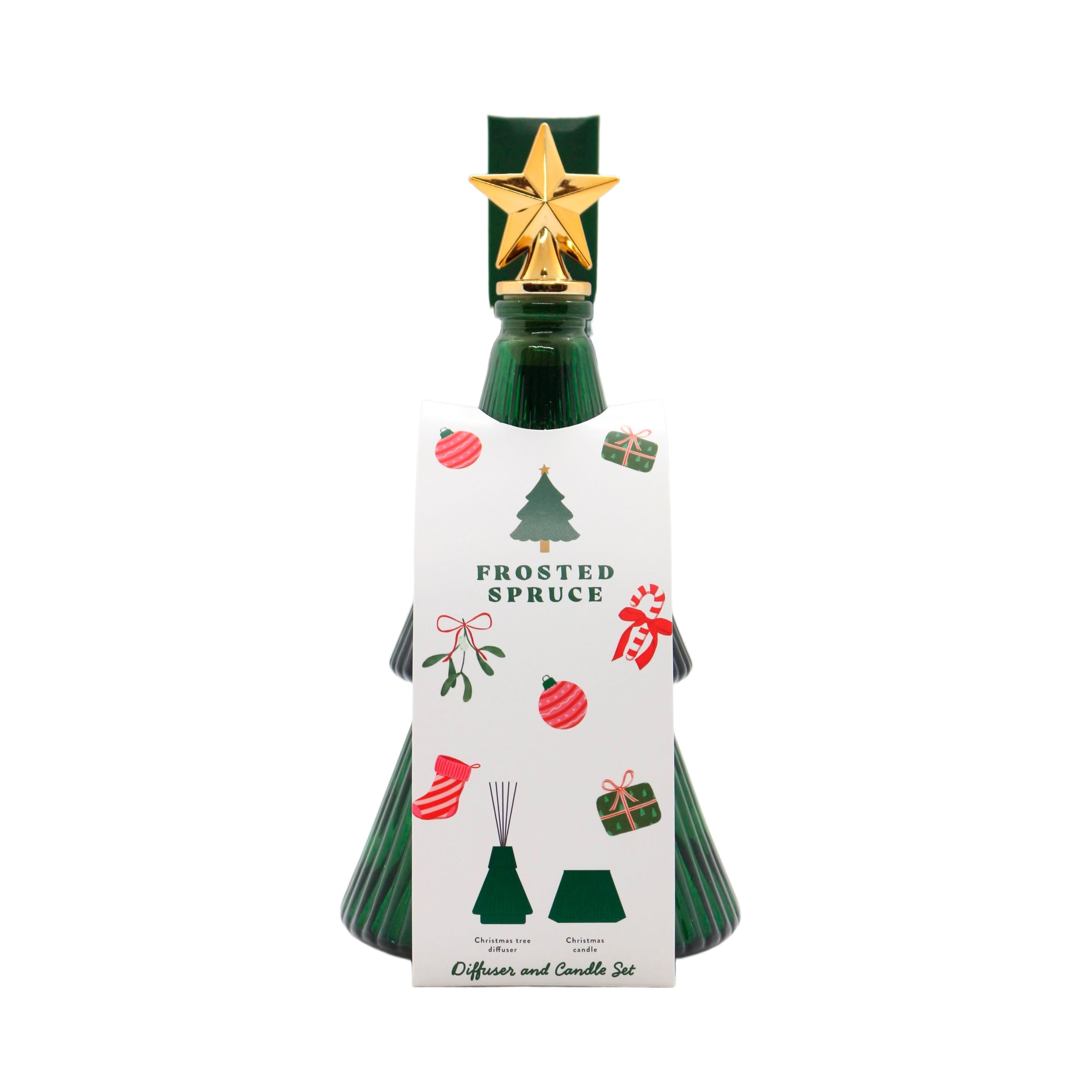 F&F Home Frosted Spruce Green Christmas Tree Candle And Diffuser Gift Set