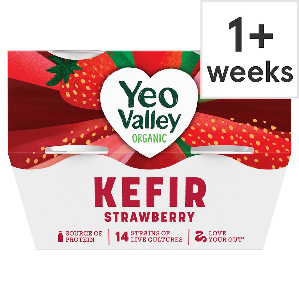 Yeo Valley Organic Kefir - Strawberry 4 x 100g