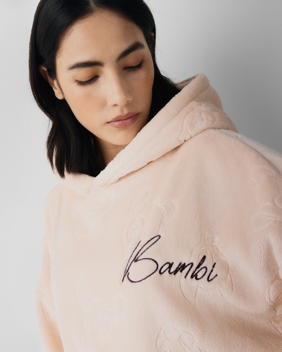 image 1 of Disney Bambi Fleece Pyjama Hoodie in Pink