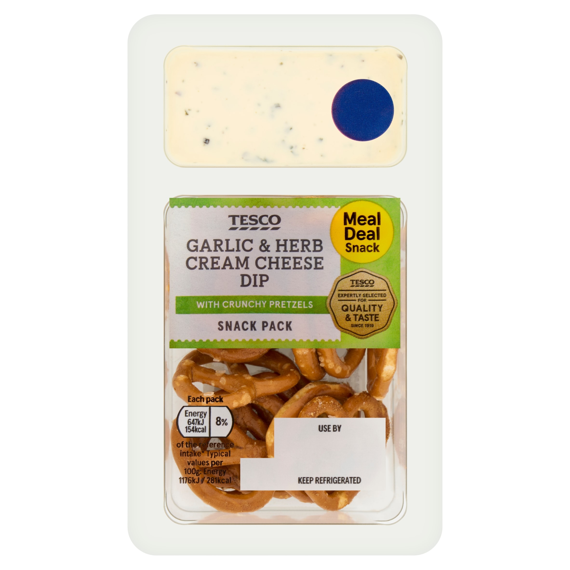 Tesco Mini Pretzels with Garlic & Herb Cream Cheese Dip 55g