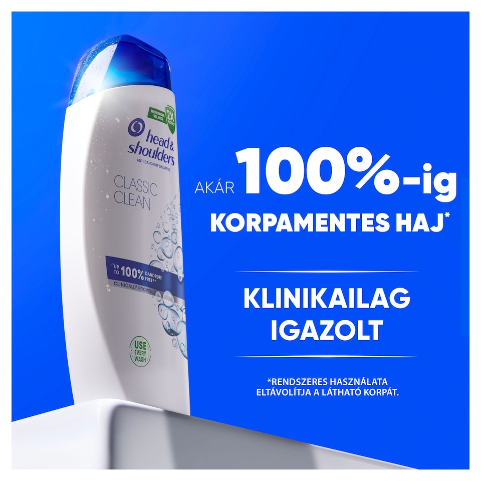 Head & Shoulders Classic Clean korpa elleni sampon 250ml napi használatra. Tiszta érzet 1. kép