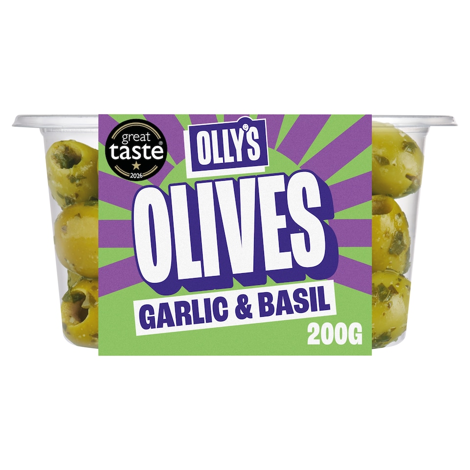 Olly's Garlic & Basil Halkidiki Olives 200g