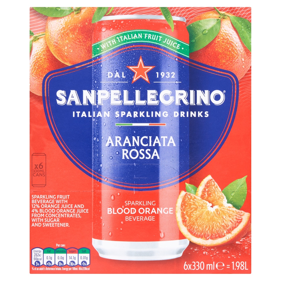 SAN PELLEGRINO SPARKLING ORANGE & BLOOD ORANGE SPARKLING DRINK 6 X 330ML