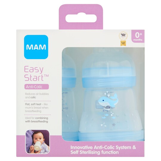 Mam Anti Colic Bottle 0+ Months 160Ml X2 Tesco Groceries