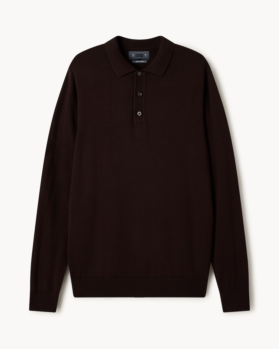 image 1 of F&F Pure Cotton Polo Knit Jumper in Brown