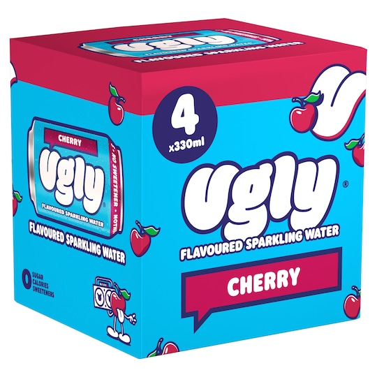 Ugly Cherry Flavoured Sparkling Water 4 X 330Ml Tesco Groceries