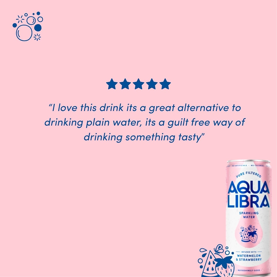 image 1 of Aqua Libra Sparkling Water Watermelon & Strawberry 4 x 330ml