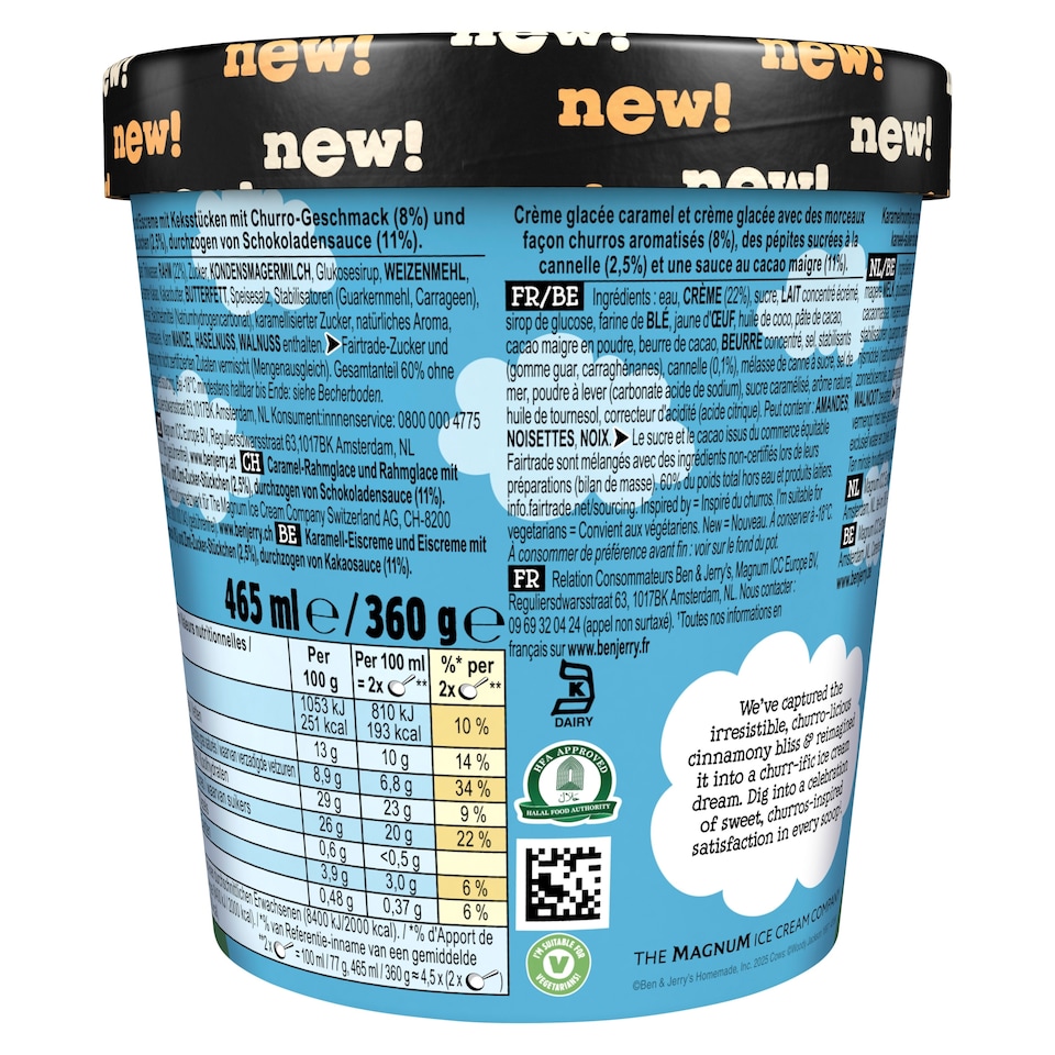 image 1 of Ben & Jerry's Churrifically Churros-y Ice Cream Tub 465ml
