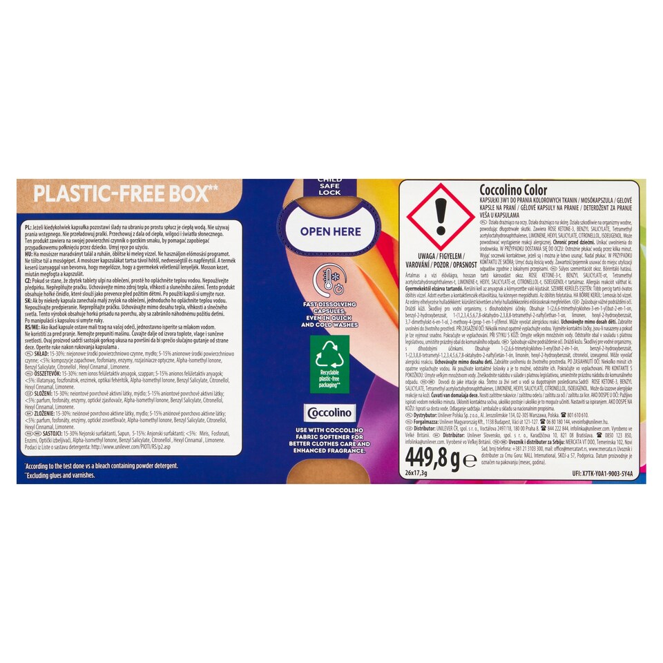 image 1 of Coccolino Color Washing Capsules 26 Washes 449.8g