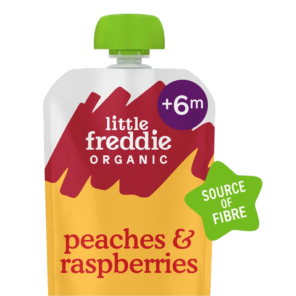image 1 of Little Freddie Organic Peaches & Raspberries Baby Food Pouch 6+ Months 100g