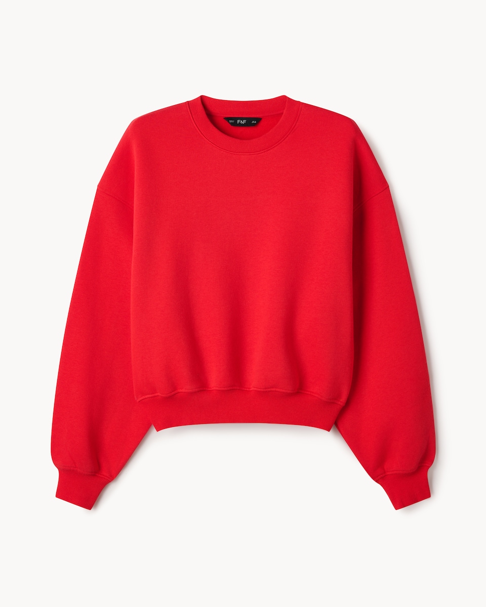 image 1 of F&F Cotton Rich Crew Neck Sweatshirt in Red