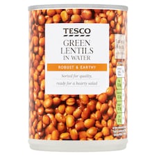 Tesco Green Lentils In Water 390G