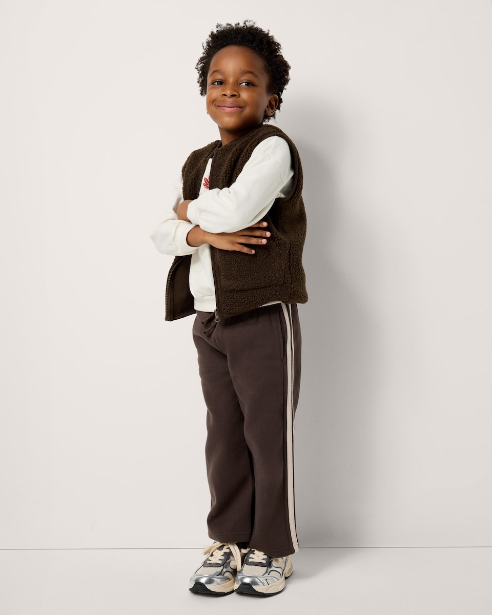 image 1 of F&F Boys 2-Pack Cotton Rich Side Stripe Wide Leg Joggers in Chocolate