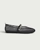 image 1 of SACHA Mesh Metallic Strap Ballet Flats in Black