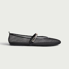 SACHA Mesh Metallic Strap Ballet Flats in Black
