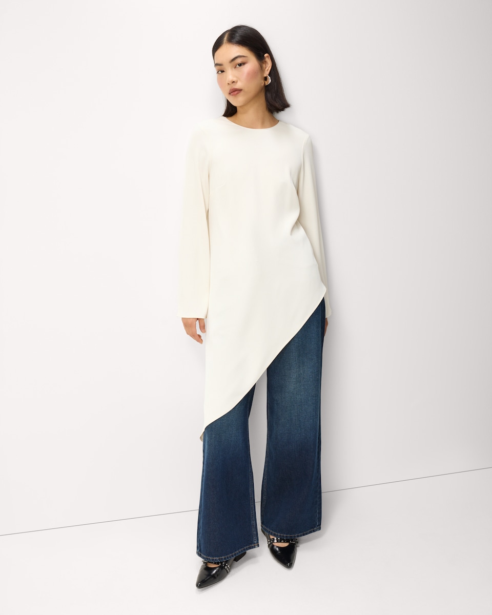 image 1 of F&F Asymmetric Blouse in Cream