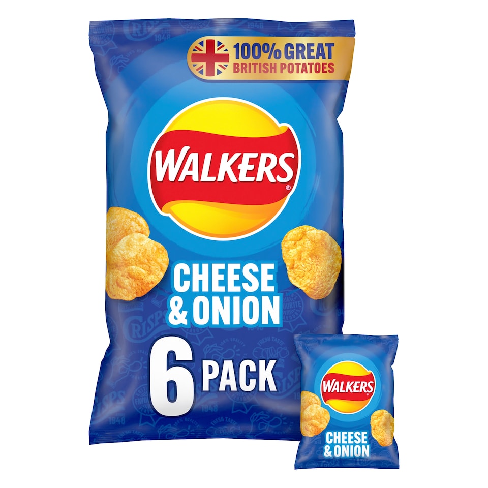 image 1 of Walkers Cheese & Onion Multipack Crisps 6x25g