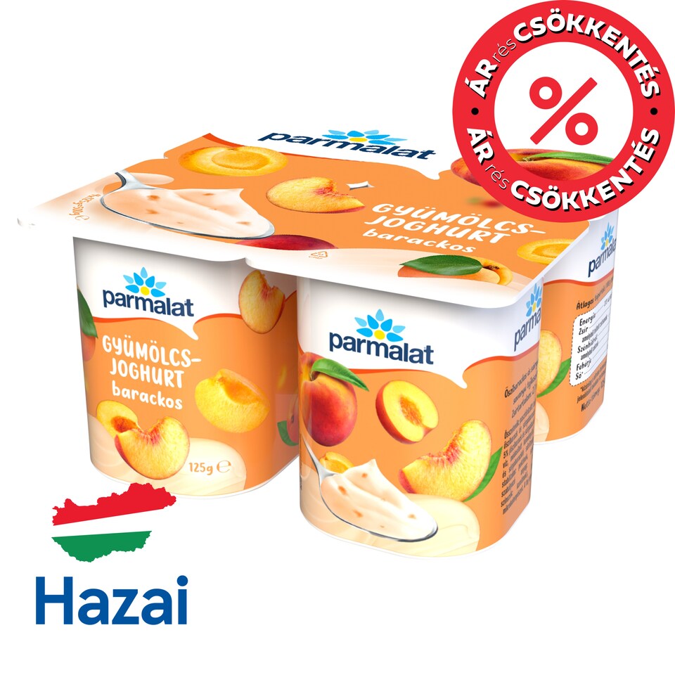 Parmalat barackos gyümölcsjoghurt 4 x 125 g 