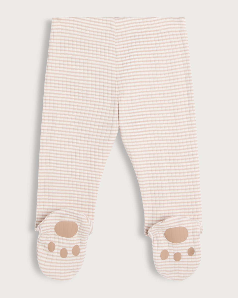 image 1 of F&F Baby 2-Pack Cotton Rich Footed Leggings in White
