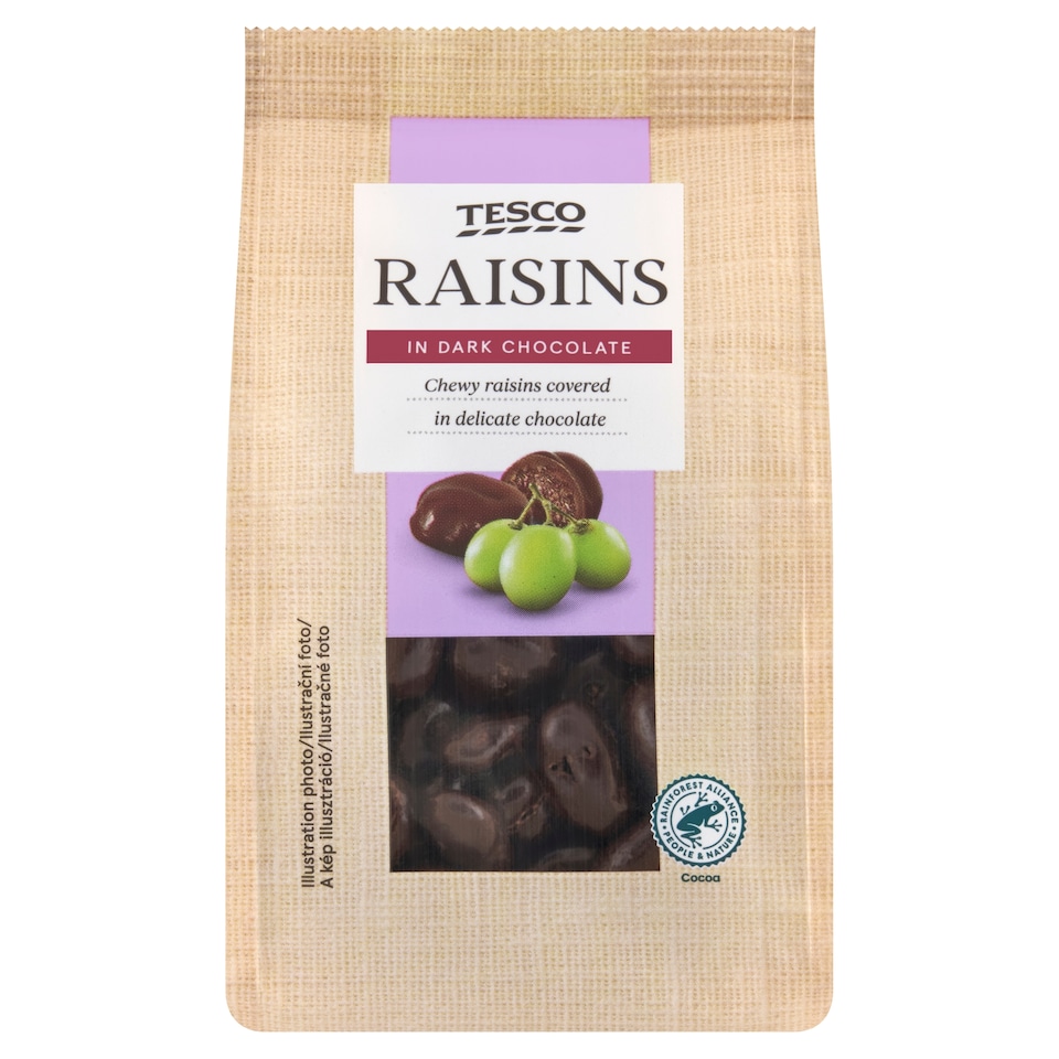 Tesco mazsola étcsokoládé bevonattal 120 g