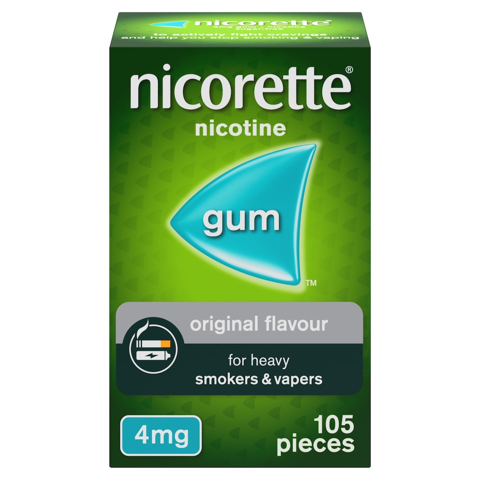 image 1 of Nicorette Stop Smoking Aid 4mg Nicotine Gum - Original 105s