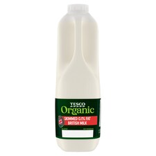 Tesco Organic Free Range Skimmed Milk 1.136L, 2 Pint