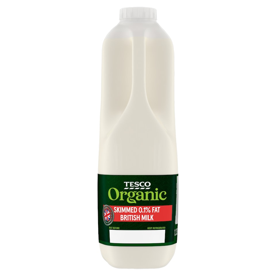 Tesco Organic Free Range Skimmed Milk 1.136L, 2 Pint