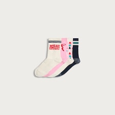 F&F 4-Pack Cotton Rich Christmas Print Ankle Socks in Pink