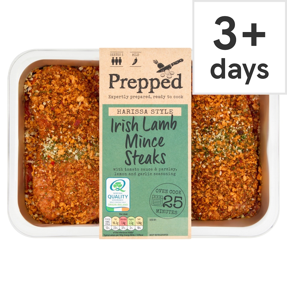 PREPPED Harissa Style Irish Lamb Mince Steaks 430g