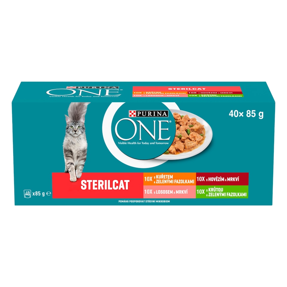 obrázok 1 z Purina ONE Sterilised kapsičky pre mačky hovädzie, kura, losos, morka v šťave 40 x 85 g