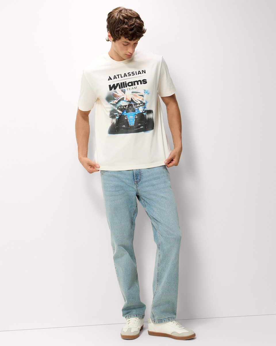 image 1 of Atlassian Williams Pure Cotton F1 T-Shirt in White