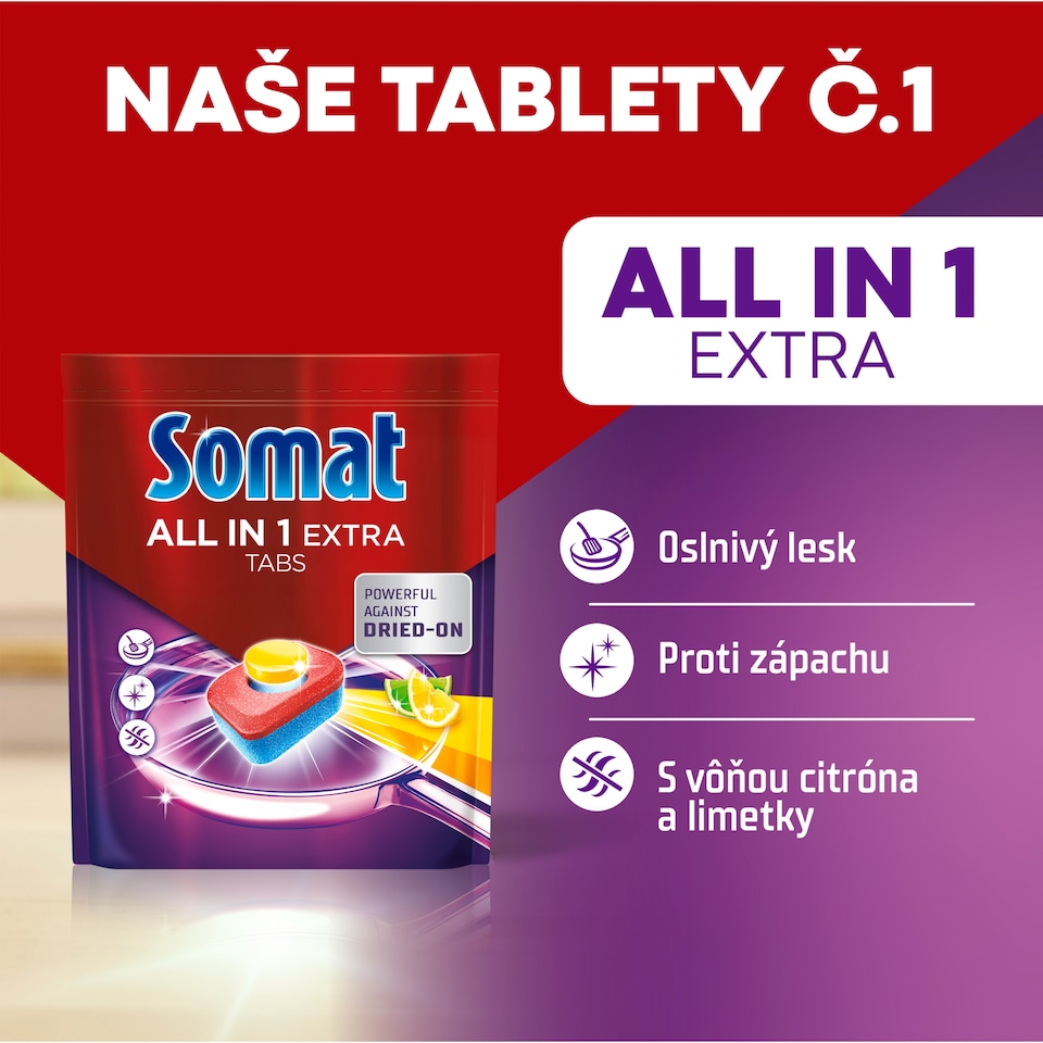obrázok 1 z Somat All in 1 Extra Lemon & Lime tablety do umývačky riadu 75 ks 1245 g