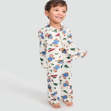 Paddington Bear 2-Piece Pure Cotton Christmas Revere Shirt and Trousers Pyjamas Set in Multi