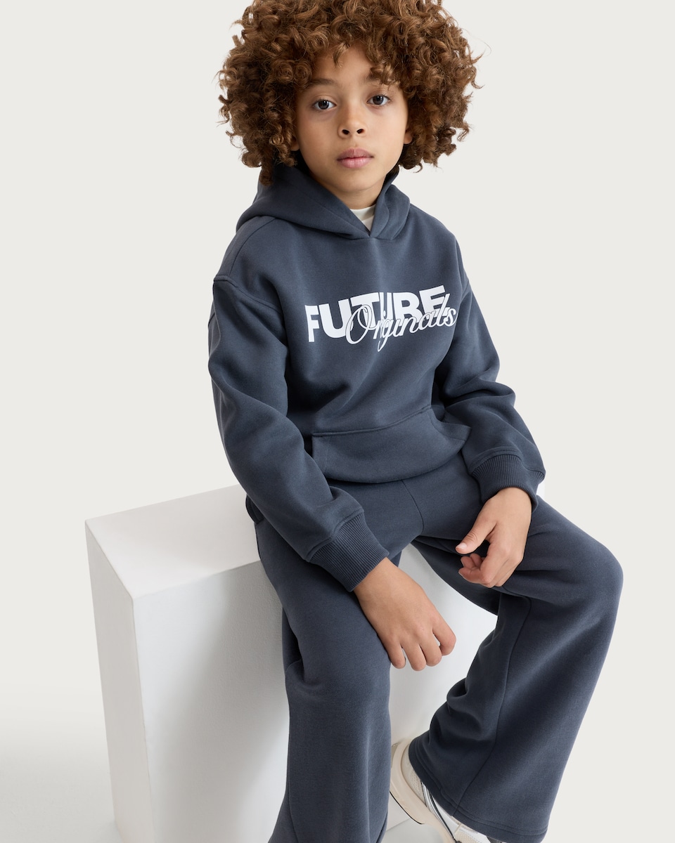 image 1 of F&F Boys Cotton Rich Slogan Hoodie in Grey