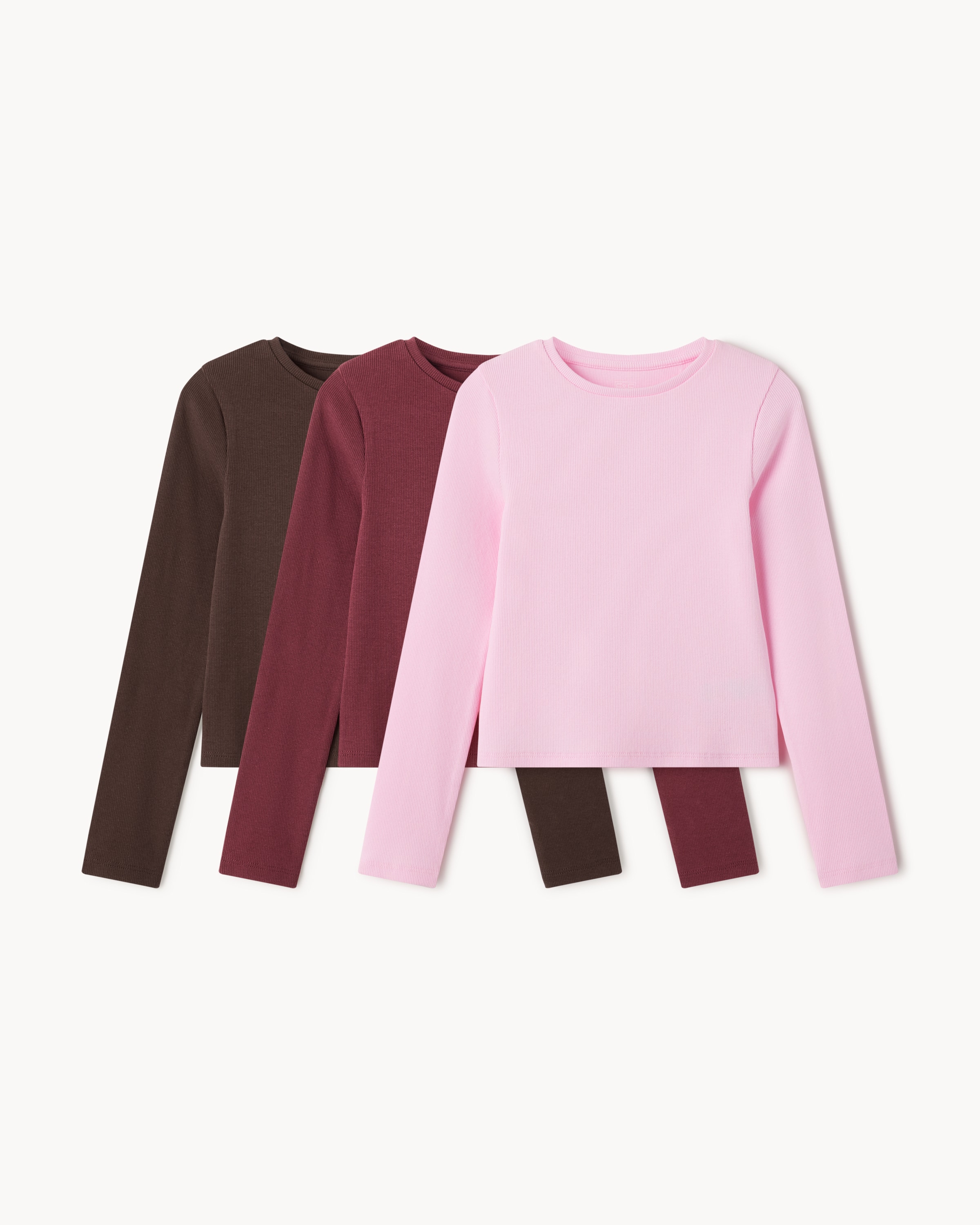 F&F Girls 3-Pack Cotton Rich Ribbed Tops in Multi