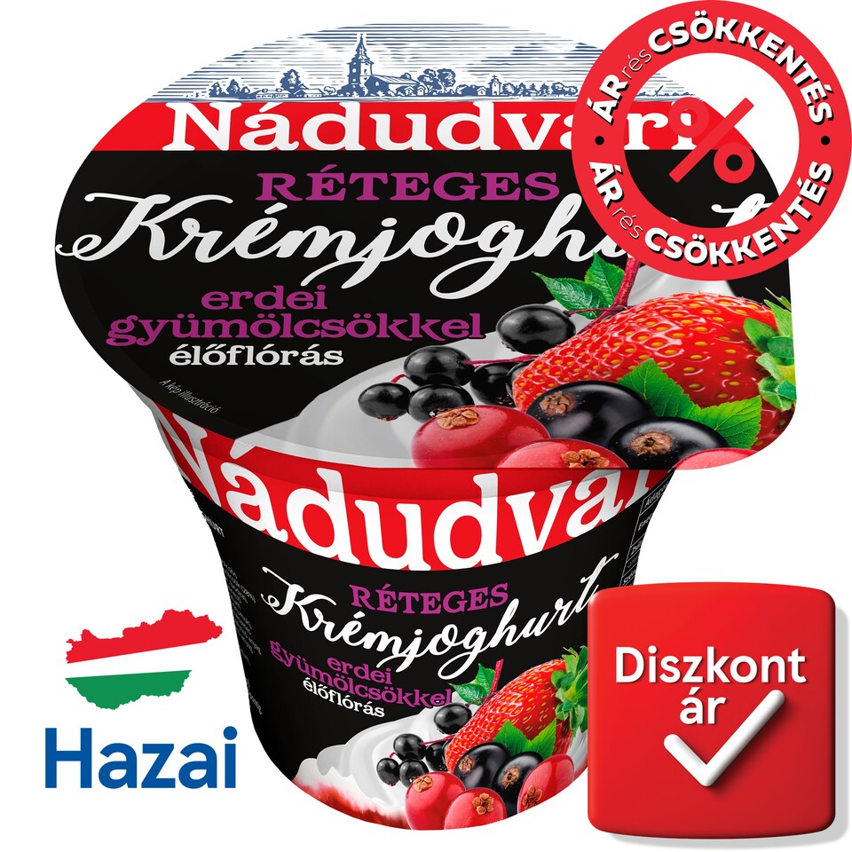 Nádudvari réteges élőflórás krémjoghurt erdei gyümölcsökkel 180 g