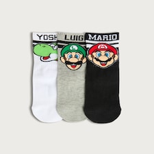 Super Mario 3-Pack Character Ankle Socks in Multi
