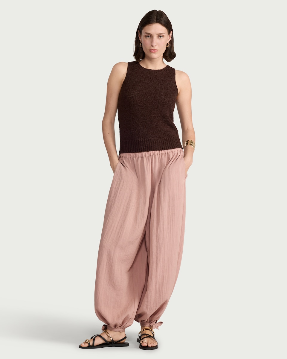 image 1 of F&F Tie Hem Balloon Trousers in Pink